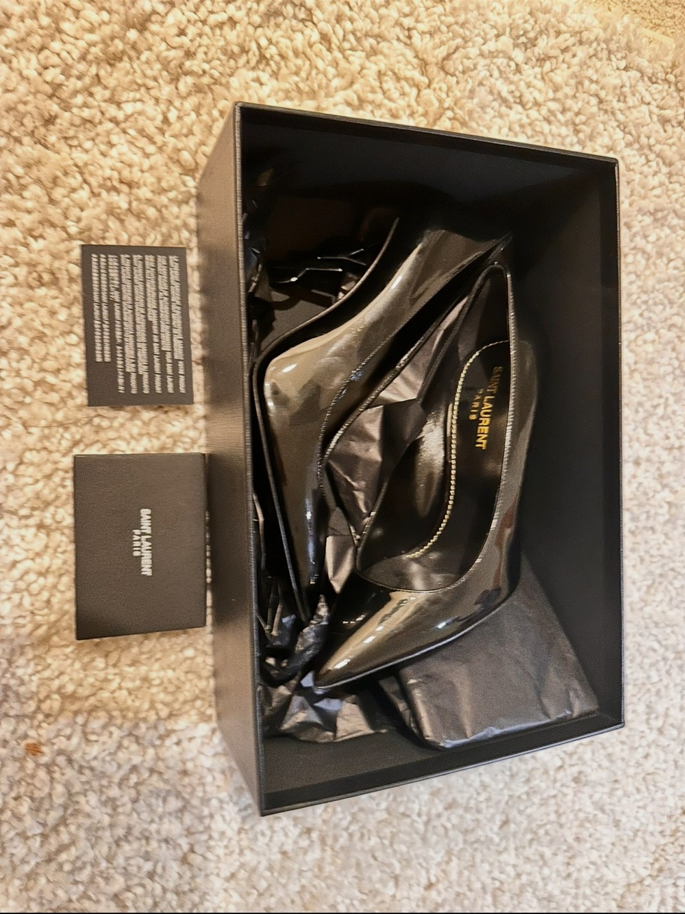 Saint Laurent Patent Leather Black Pointed Toe Pumps